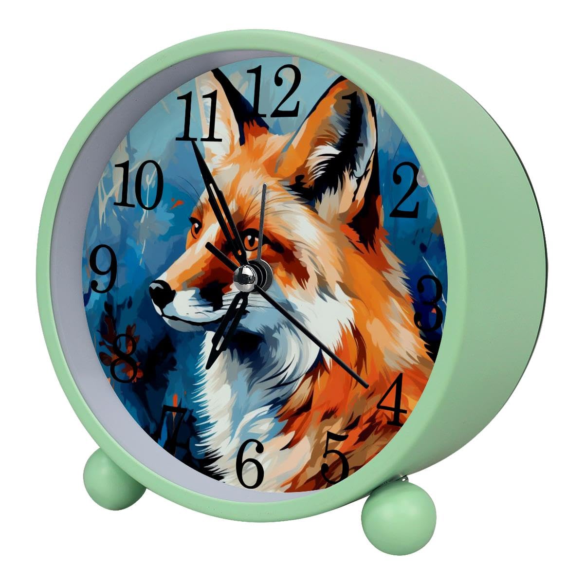 Luoweisi Alarm Clock Painted Fox, Silent Non-Ticking with Night Light