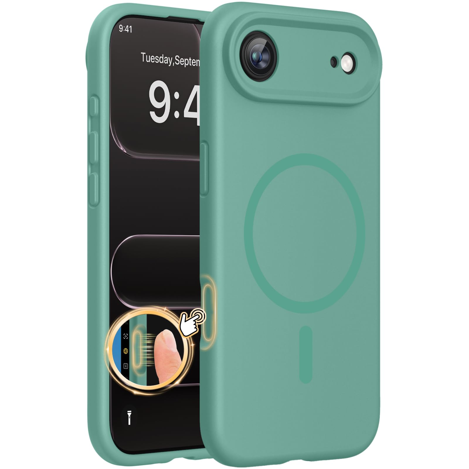 Miracase Magnetic for iPhone Air Case, Silicone, Midnight Green