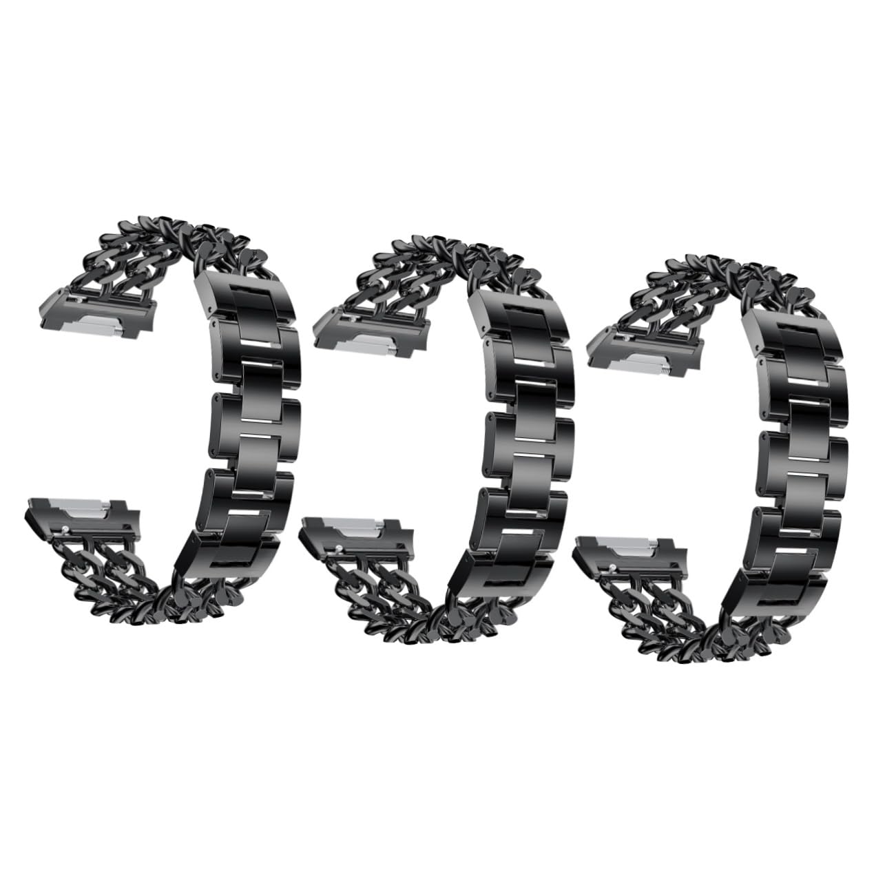 Artibetter 3 Pièces Bracelet De Montre À Chaîne À Double Rangée Bracelet De Montre Intelligente Noir