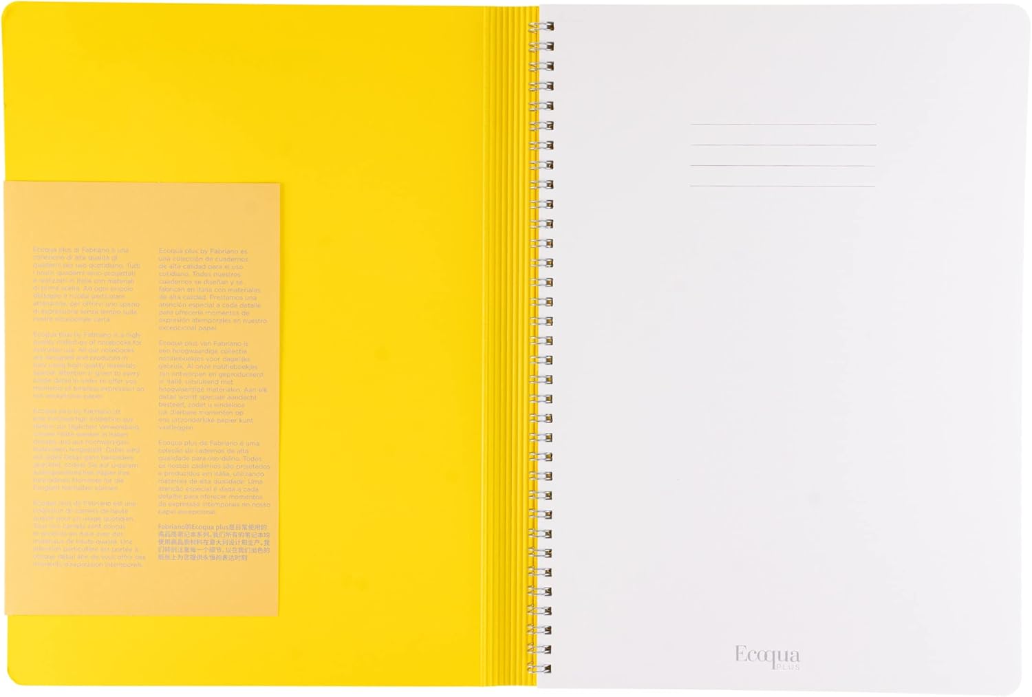 Fabriano Ecoqua Plus Hidden Spiral-Bound Notebook, 8.3" x 11.7", A4, Dotted, Yellow