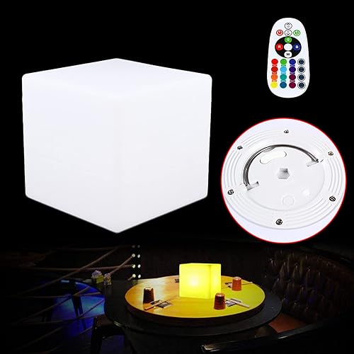 Miniatura 8 de DNYSYSJ Taburete cuadrado LED de 14 pulgadas, silla de cubo luminoso, asiento de cubo LED recargable que cambia de color, sillas iluminadas,