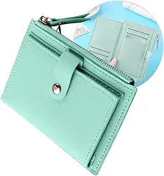 Carteira Feminina Porta Cartão bolso para moedas com zíper em Couro PU modelo pequeno, cartões de crédito, slim luxo.