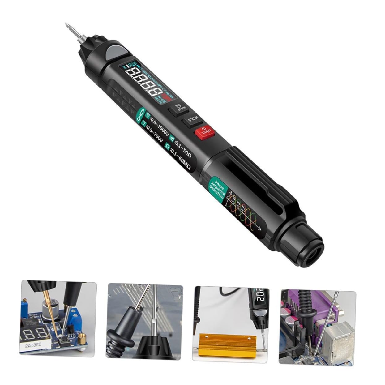 Uonlytech Stromprüfer Stift Kontaktloser Teststift Digitaler Spannungsprüfer mit Farbdisplay Alarmfunktion und Automatischer Empfindlichkeitswahl für Professionellen Einsatz