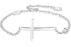 AmorAime Sterling Silver Cross Bracelet, Cross Bracelet for Women, Gold Cross Bracelet,...