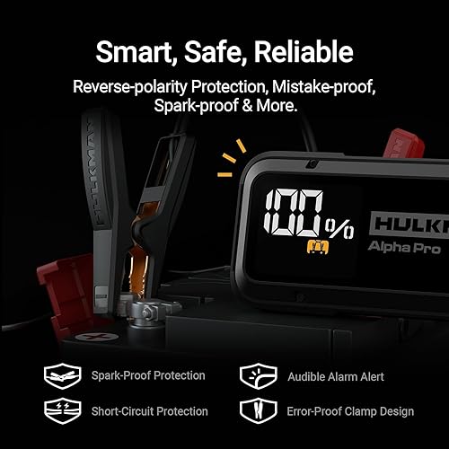 Miniatura 7 de Hulkman Alpha Pro 2000A - Arrancador de batería de coche de alta capacidad de 74 Wh, carga rápida PD65W de entrada y salida rápida, pantalla