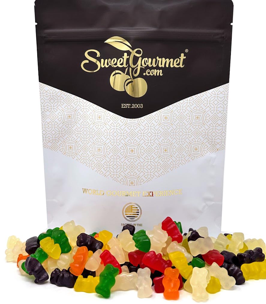 SweetGourmet Fruit Flavor Sugar-Free Gummy Bears, Chewy Candy, 1 Pound Bag