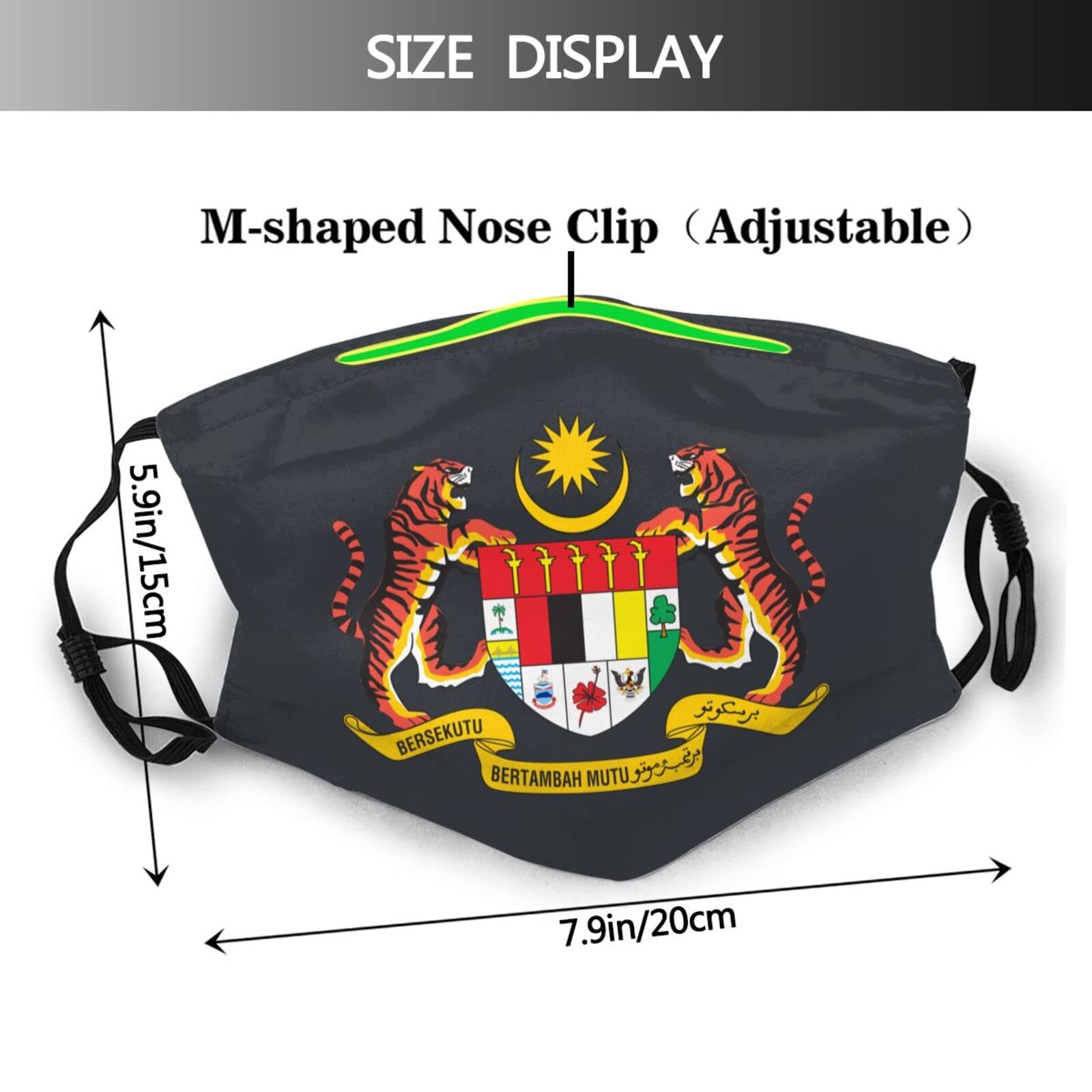 Coat of Arms of Malaysia Mask Protect Respiratory System Breathe with Peace of Mind Black