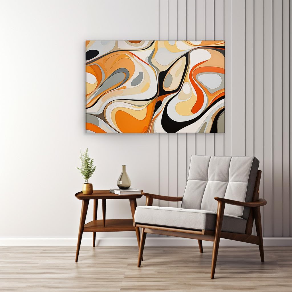 Canvas for Living room. Energized Abstraction The Dance of Color and Shape in Motion, 27 x 18 inch Canvas Wall Art - Abstract Expressionist - Modern Home Decor