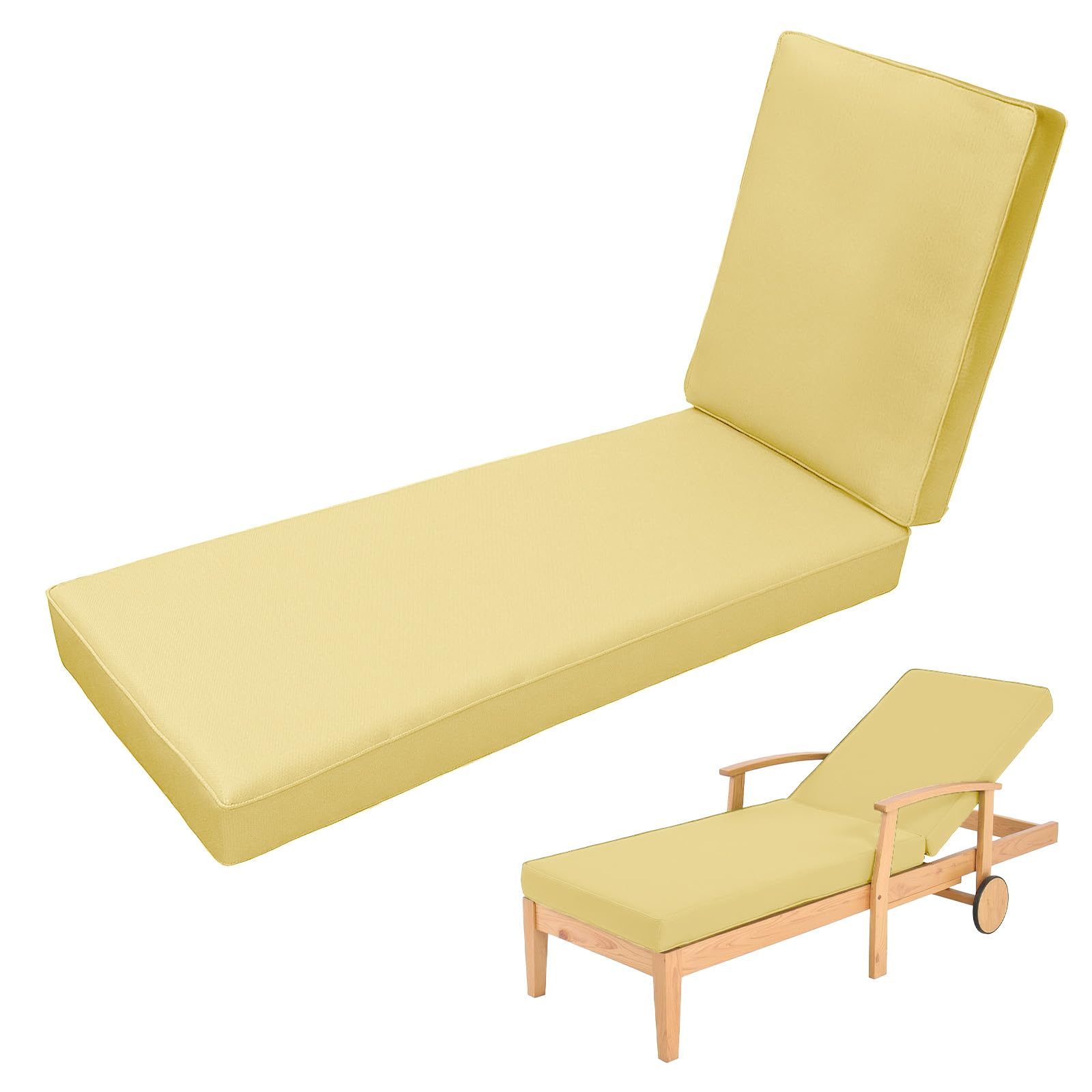 Aocase Sun Lounger Cushion Only, Waterproof Garden Recliner Cushions Sun Lounger Replacement Cushion for Steamer Recliner, Deck Pad, Pool, Lawn or Indoor Washable Cushion Cover,87 Cream,188x58x10cm