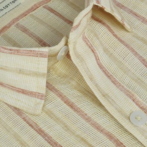 Image of GHPC 100% Cotton Striped Half Sleeves Regular Fit Formal Shirt for Men