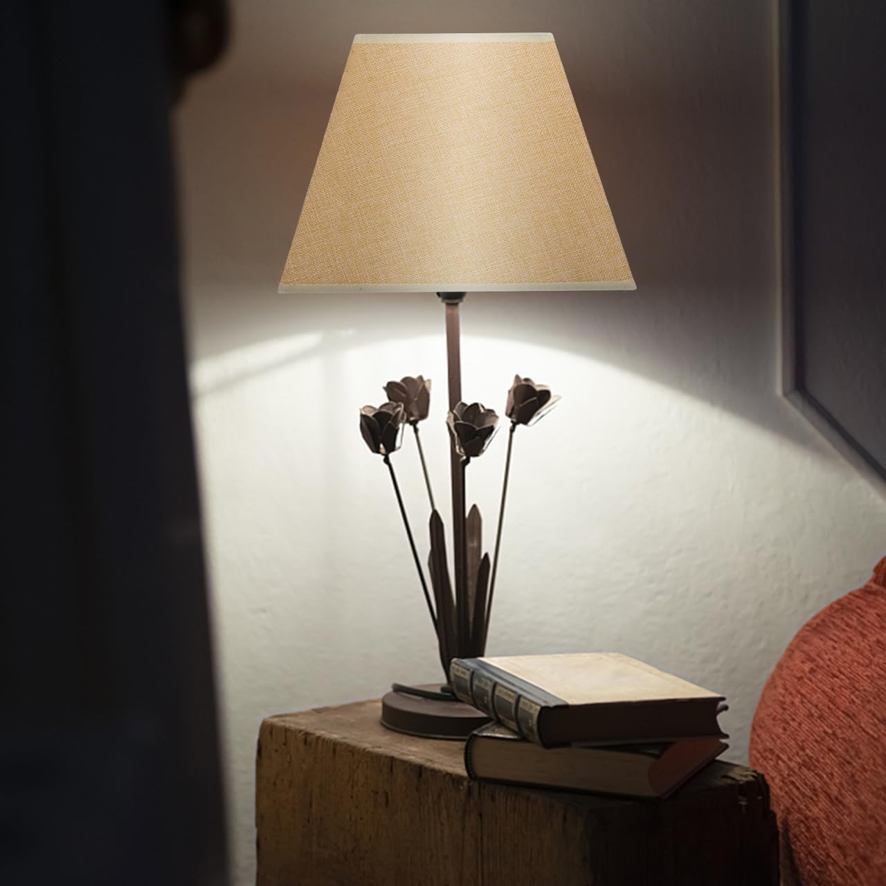 HOMSFOU Pantalla De Tela Cuadrada De Lino Para Lámpara De Mesa Lámpara De Accesorio De Cubierta De Pantalla Para Iluminación De Dormitorio o Sala De Estar