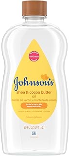 Johnson's Baby Oil, Mineral Oil Enriched with Shea & Cocoa Butter to Prevent Moisture Loss, Hypoallergenic, 20 fl. oz