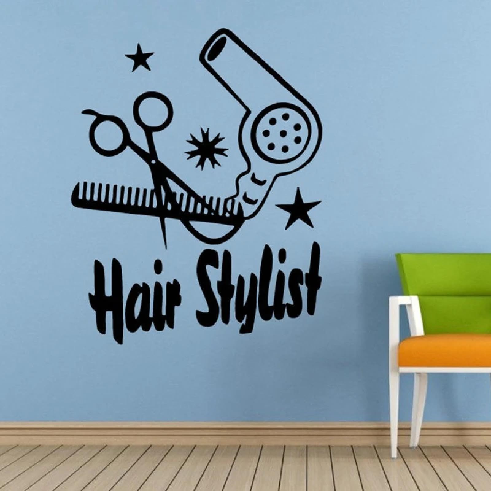 Youousi Black Hairdresser Scissors Combs Hair Dryers Salon Spa Barbershop Window And Wall Stickers Barbershop Decals