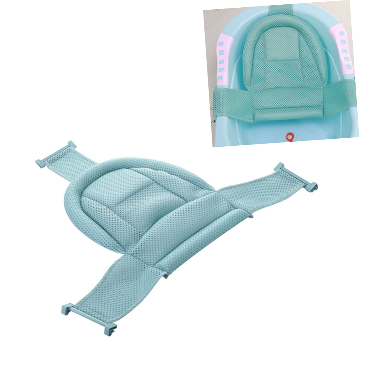Totority Skin-Friendly Fabric Bath Tub Rack Sling Net Bath for Newborn Bath Cushion Seat Mesh Bath Green