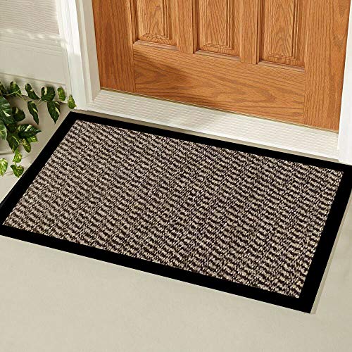 Image of Doormat Dirt Trapper For Indoor & Outdoor Black Grey Washable Barrier Mat Heavy Duty Non - Slip Door Entrance Mat Kitchen Runner Super Absorbent Door Mat Indoor (Beige, 40 x 60 cm)
