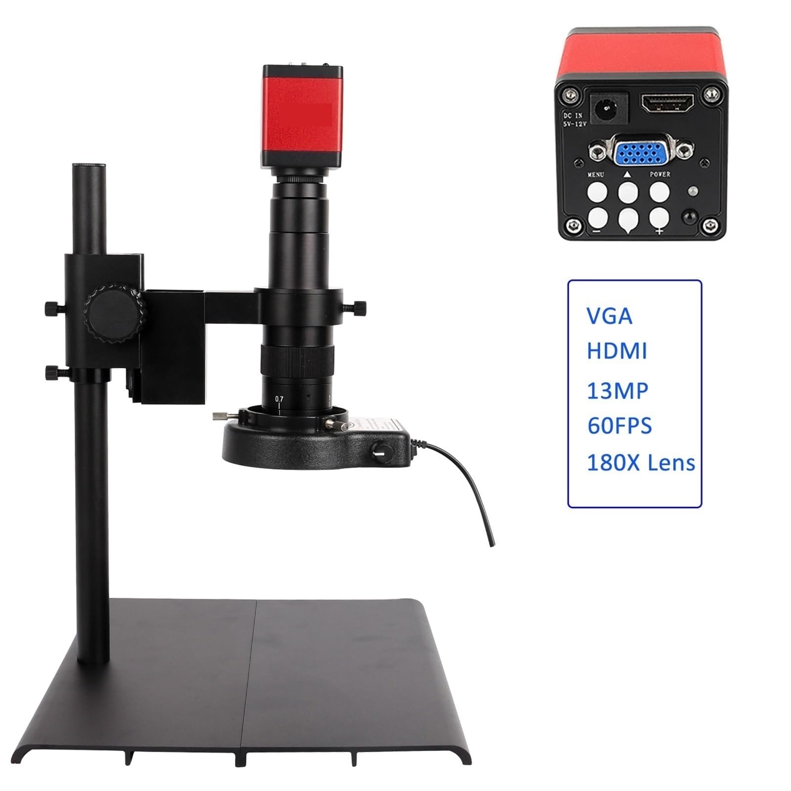 Videomicroscopio Hdmi USB/Vga Microscopio Industriale Telecamera Obiettivo C Ingrandimento per Acquisizione di Immagini Digitali,HDMI VGA-180X