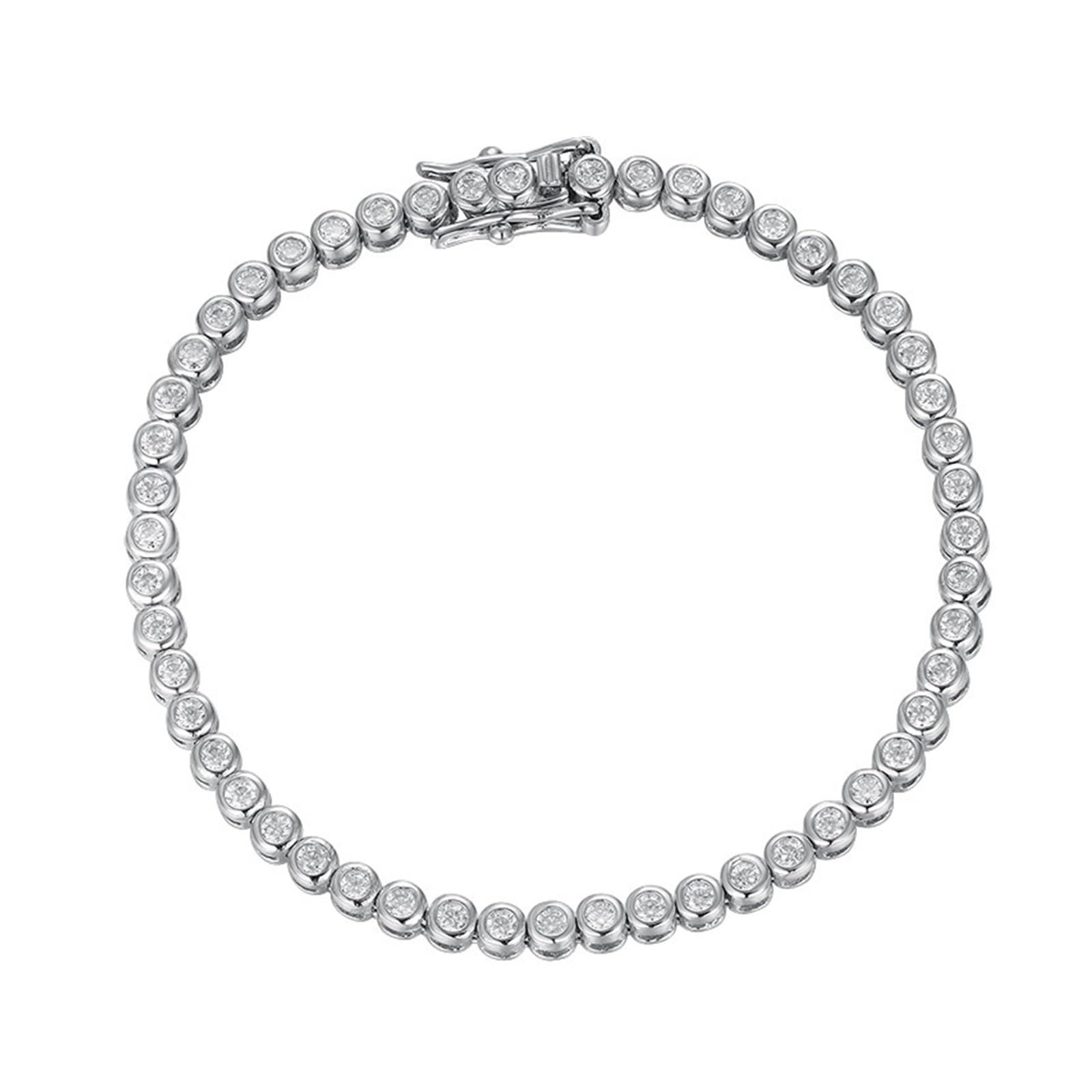 YDYDTTKD 2Mm Tenniskettenarmband Damen 14-20Cm D Vvs Diamant-Gliederarmband 925 Sterling Silber Armreif Damen,2mm-17CM_Platiniert
