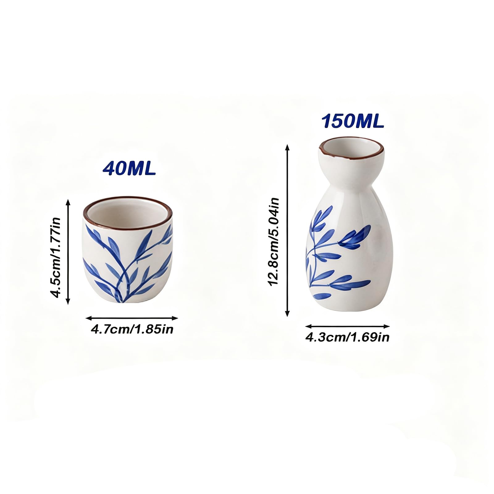 5 Pezzi Set da Sake Giapponese, Ceramica Bicchieri Sakè, Tradizionale Set di Sake, per Ristoranti di tè, Case da tè E per Il Consumo Quotidiano di tè (Bianco)