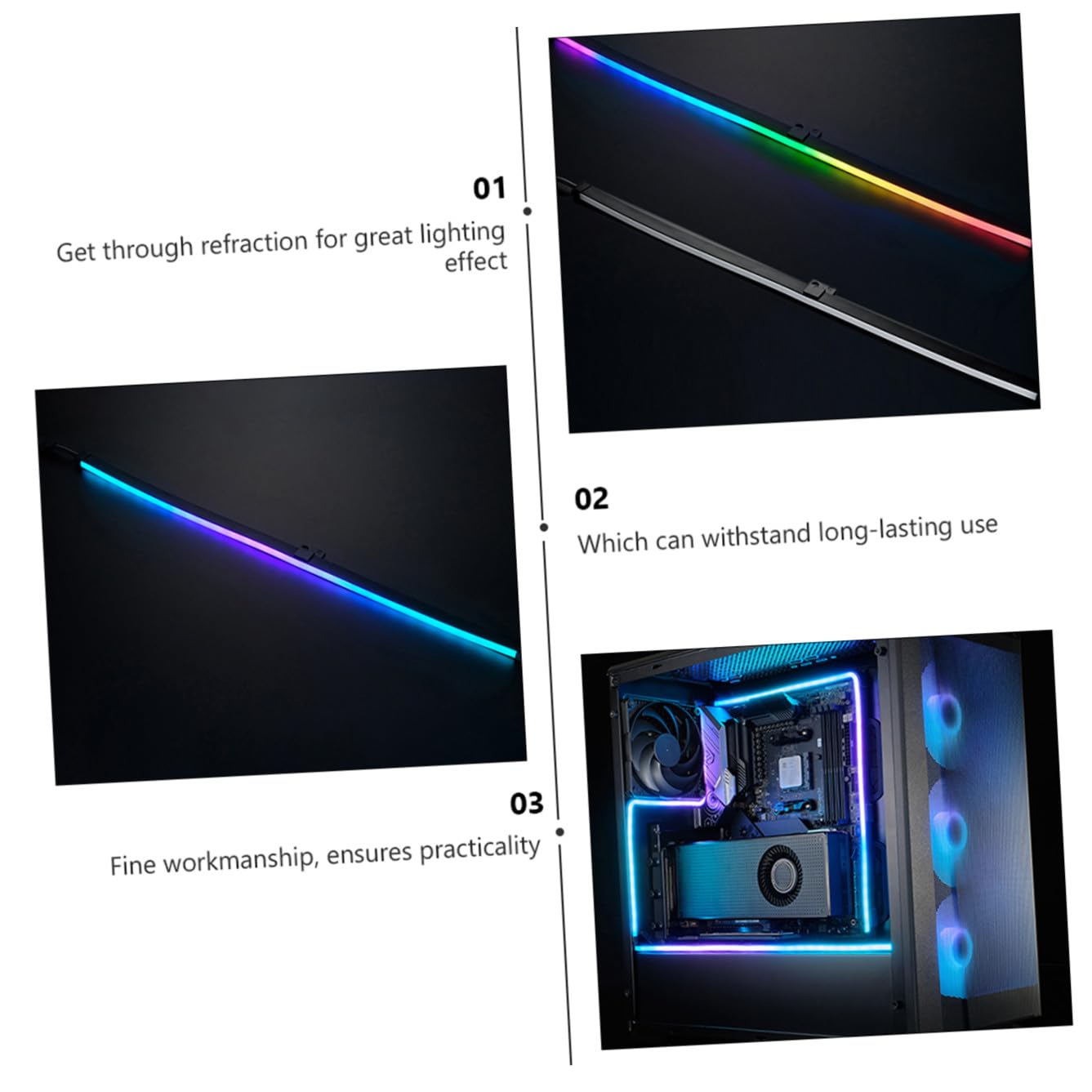 UPKOCH 2 Stück Argb LED Lichtleiste 400mm für PC Gehäuse mit 28 Leds Abs Material Flexible Beleuchtung mit Aufklebern für Mainboard und Computergehäusebeleuchtung