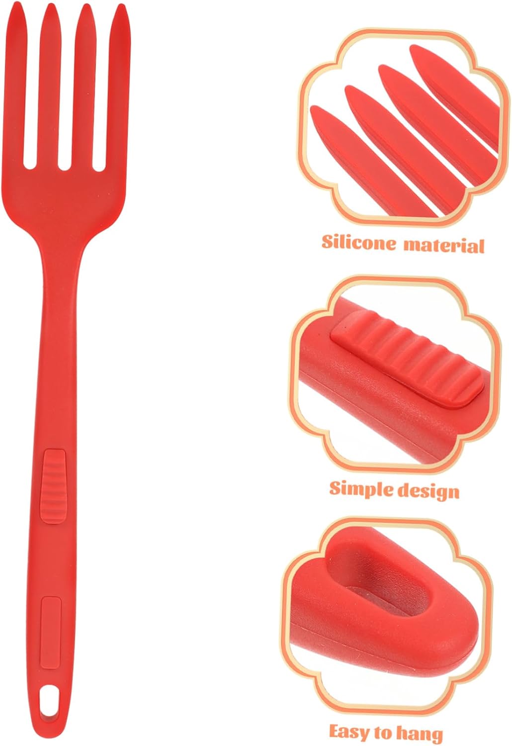 Silicone Pasta Fork Large Noodle Cooking Fork for Kitchens