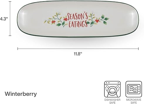 Pfaltzgraff Winterberry Season's Greetings Serving Tray with Dip Bowl, 2 Piece, Multicolored