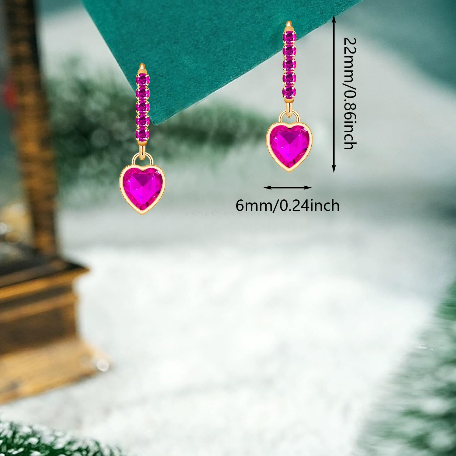 Sparkly Crystal Love Heart Dangle Drop Earrings Dainty Rhinestone Tiny Heart Huggie Hoop Earrings For Women - Image 5