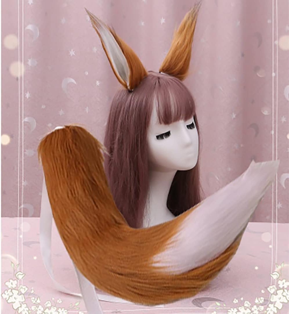 Anime Wolf Fox/Cat 25" Plush Tail + 2 Clip Ears Prop Halloween Cosplay New image 2