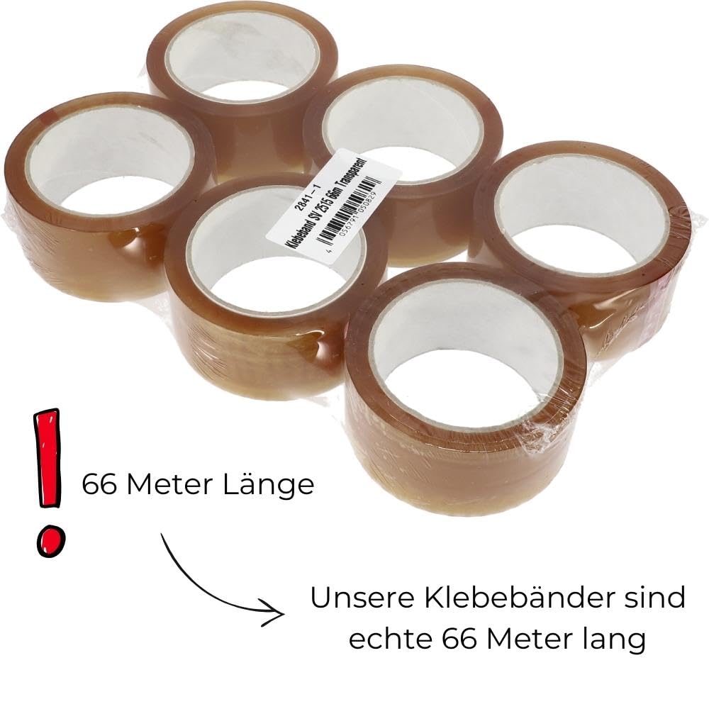 GarPet Klebeband Packband Paketband Paketklebeband Verpackungsklebeband Transparent Braun 6-36 Rollen 66 M Naturkautschuk (36, Braun)