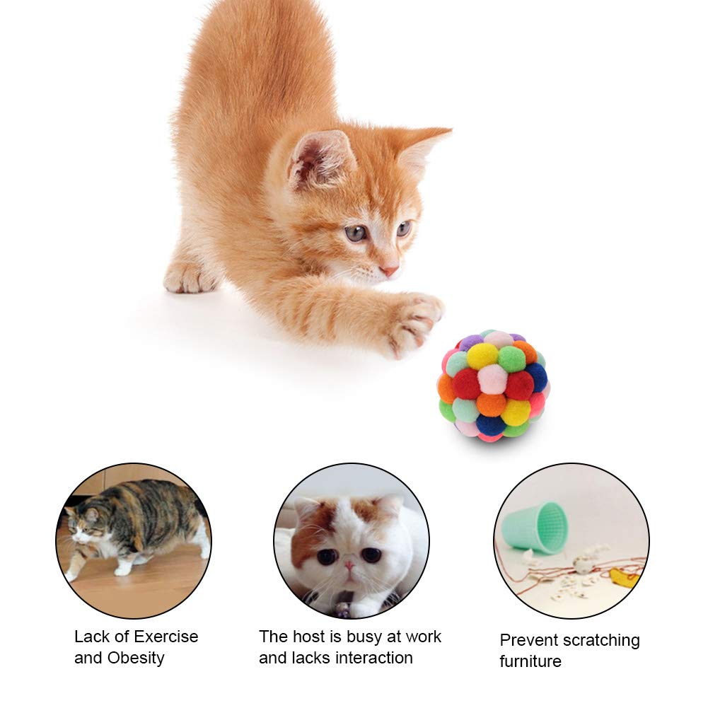 HTRTRR Jouet Pour Chat Interactif, 50 Balle Pour Chat Jouet 3 Cm,Balles Pour Chats En Peluche Chasser Pour Chats,Jouets Interactifs Amusants Pour Animaux De Compagnie