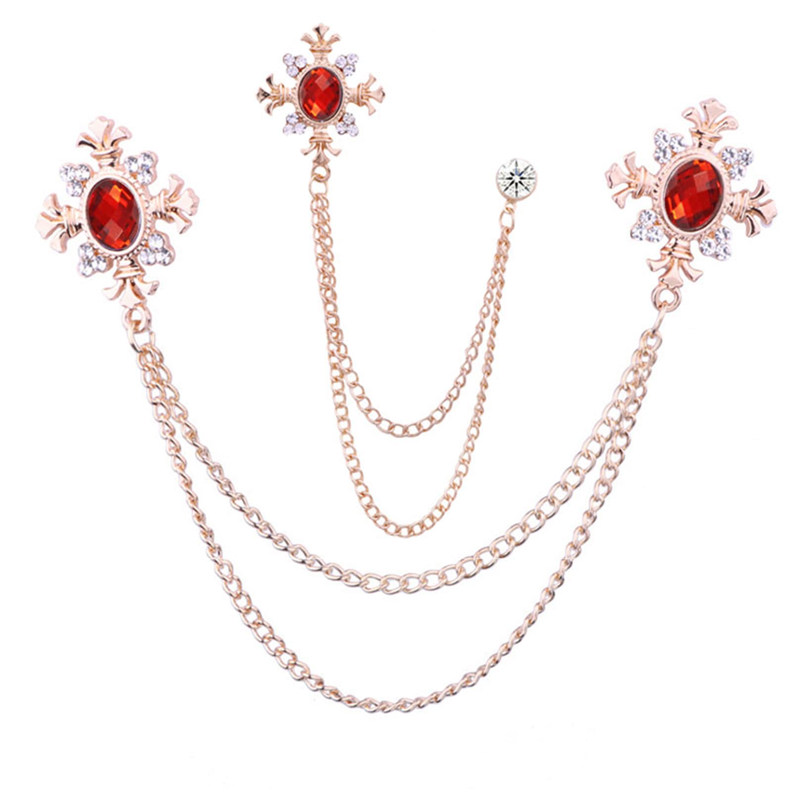 Broche de cadena larga, broche de borla de cristal, broche de gema de moda, bufanda, alfileres de corbata para mujeres y hombres,