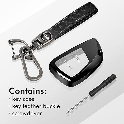 Miniatura 2 de Funda compatible con Chevy Silverado 1500 GMC Sierra 1500 2022 2023, con llavero de cuero, funda de protección de TPU suave (negro)