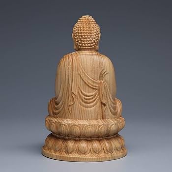Amazon｜仏像 木製 崖杉の木彫り 仏陀 蓮華座 釈迦牟尼 釈迦如来