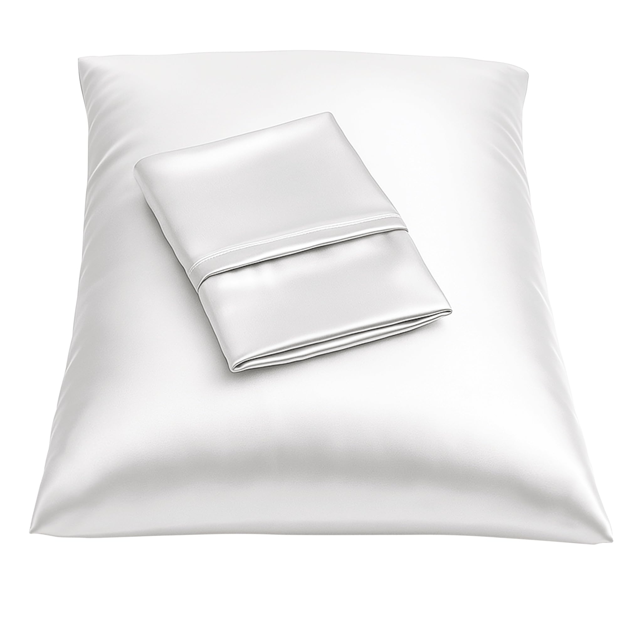 BLISSFORD Satin Pillowcase with Zipper, Like Silk Pillow Cases - White