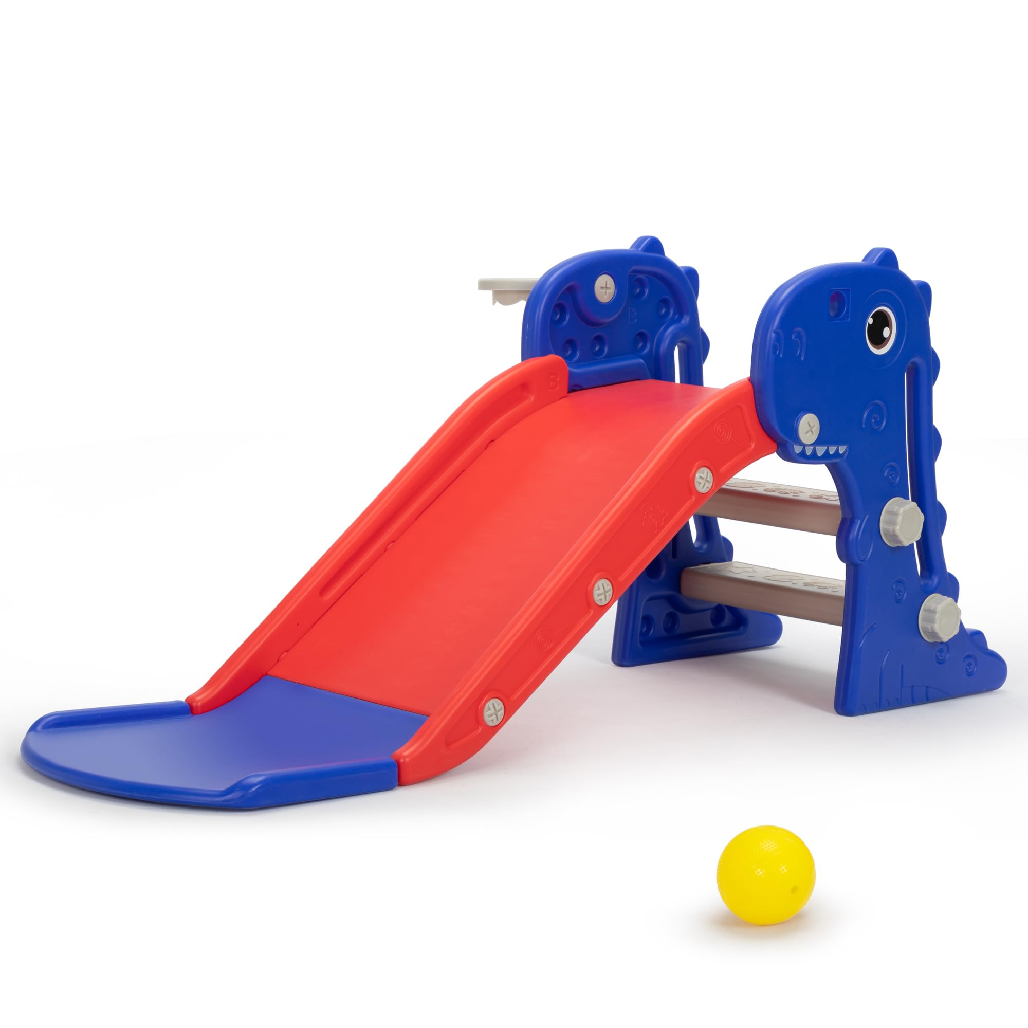 Tobogán 3 en 1 para niños pequeños, juego de escalada para niños con canasta de baloncesto, zona de juegos interior y exterior para niños, diseño plegable, tobogán independiente para bebé, fácil