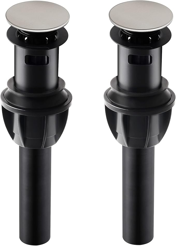 2 Pack Push and Seal Pop Up Drain Stopper with Overflow for Bathroom ...