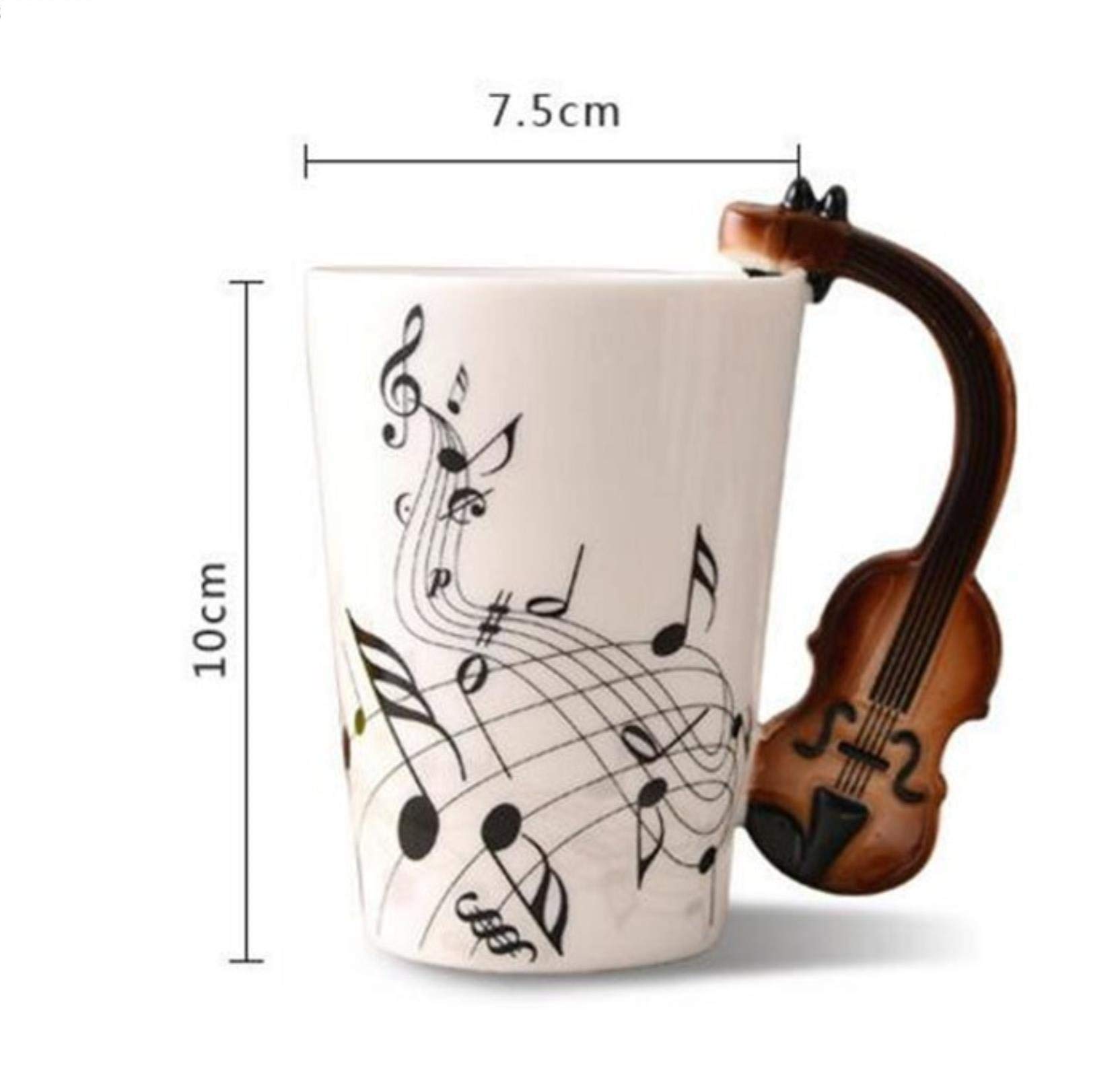 ZONSUSE Note Musicali Design Tazza da caffè, Tazza da tè Tazze Grandi, Manico Chitarra A Grano di Legno Creativo, Tazza Personalizzata in Ceramica, per Regalo, La Famiglia E Ufficio