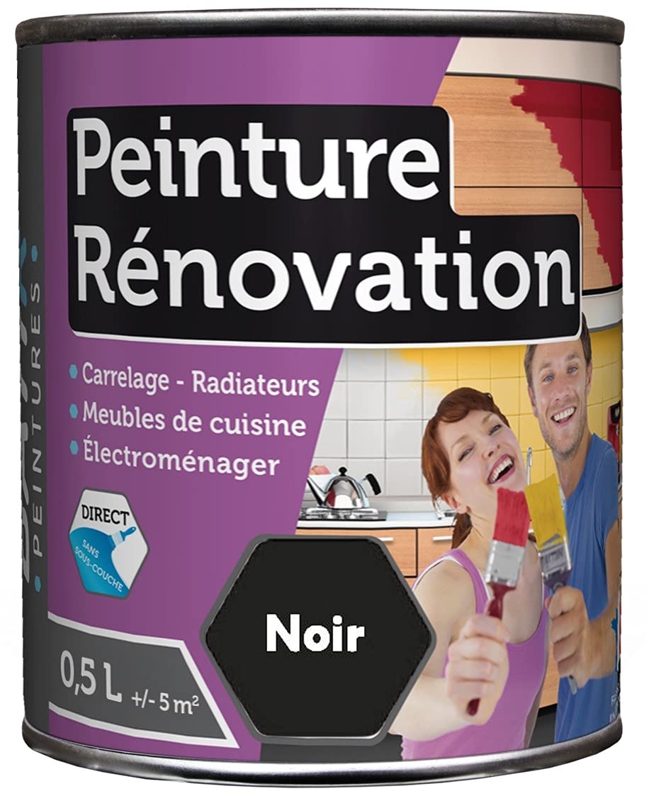 Pintura para renovar superficies difíciles Directo sin capa base azulejos muebles de cocina radiadores electrodomésticos de MadeInNature (2 litros para 10 m2 en 2 capas negro) fabricada por Reca