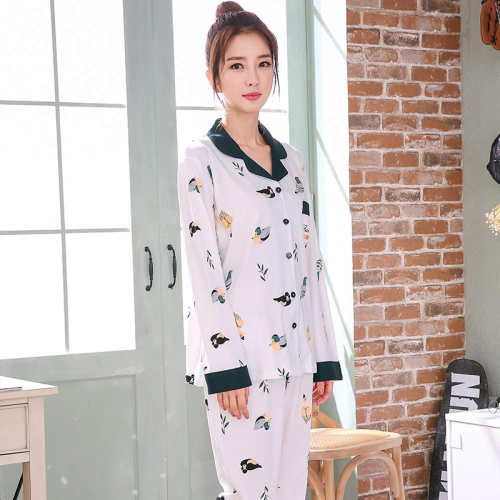 Conjunto De Pijamas De Mujer,2 Piezas De Pijamas De Algodón Suave Con Estampado De Dibujos Animados Ropa De Dormir Con Botones De Manga Larga Ropa De Dormir Tops + Pantalones Conjuntos De Salón Lou