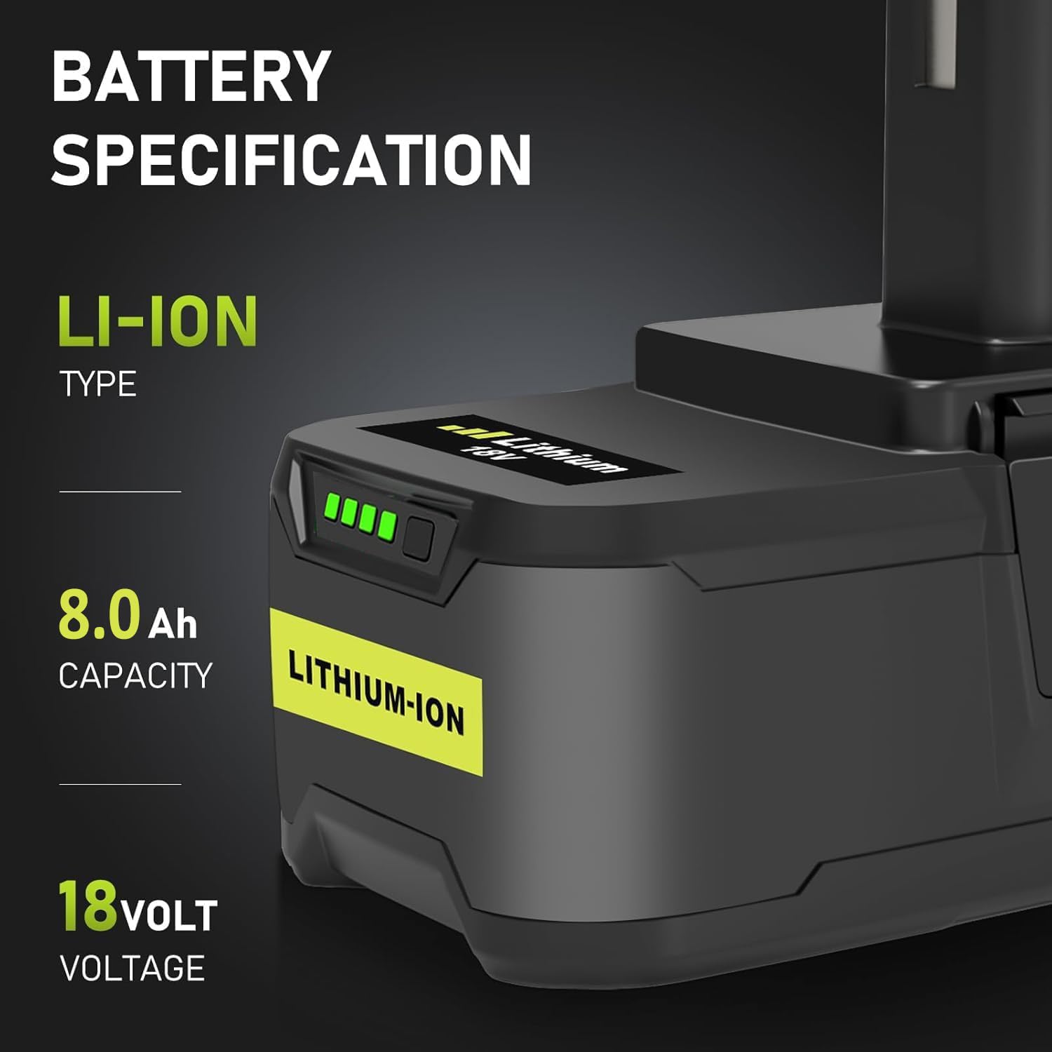 2X 18V 8.0Ah/8000mAh Batteries au Lithium pour Ryobi P108 RB18L40 P108 RB18L25 RB18L15 RB18L13 P107 P122 P104 P105 P102 P102 2003