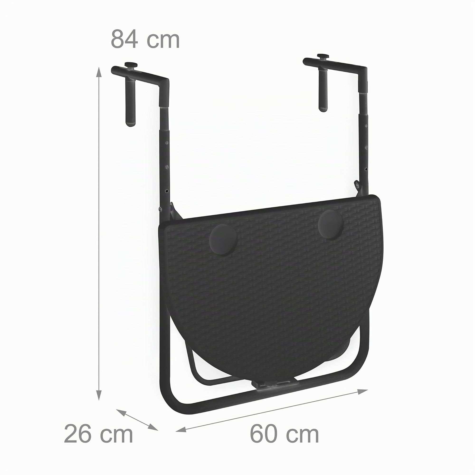 Relaxdays Tavolino Pieghevole per Balcone Salvaspazio 60x40 cm Simil Rattan Nero