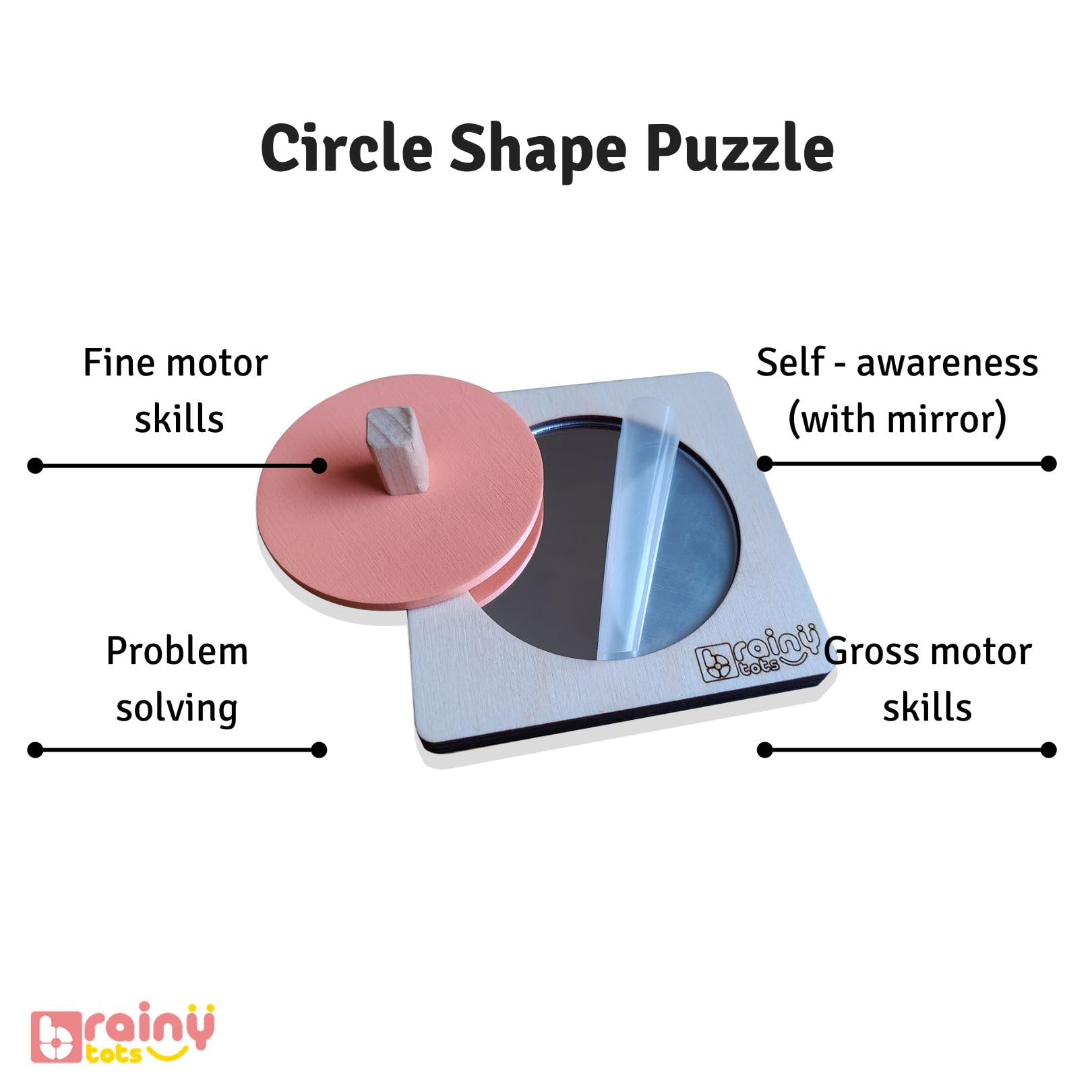 Brainytots Circle Shape Puzzle & Cylindrical Pincer Puzzle | Montessori Baby Toys for Fine Motor Skills & Problem Solving | Educational Gift for Babies 6+ Months | Safe, Durable & Fun Learning Toys 1