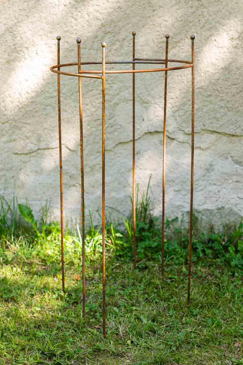 KUHEIGA 2er Set Staudenhalter halbrund, Höhe 90cm, Breite 55cm Roheisen/Rost
