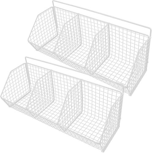 Miniatura 1 de 2 cestas de almacenamiento de cocina de montaje en pared, organizador colgante de acero al carbono con estructura de malla para frescura y ahorro de