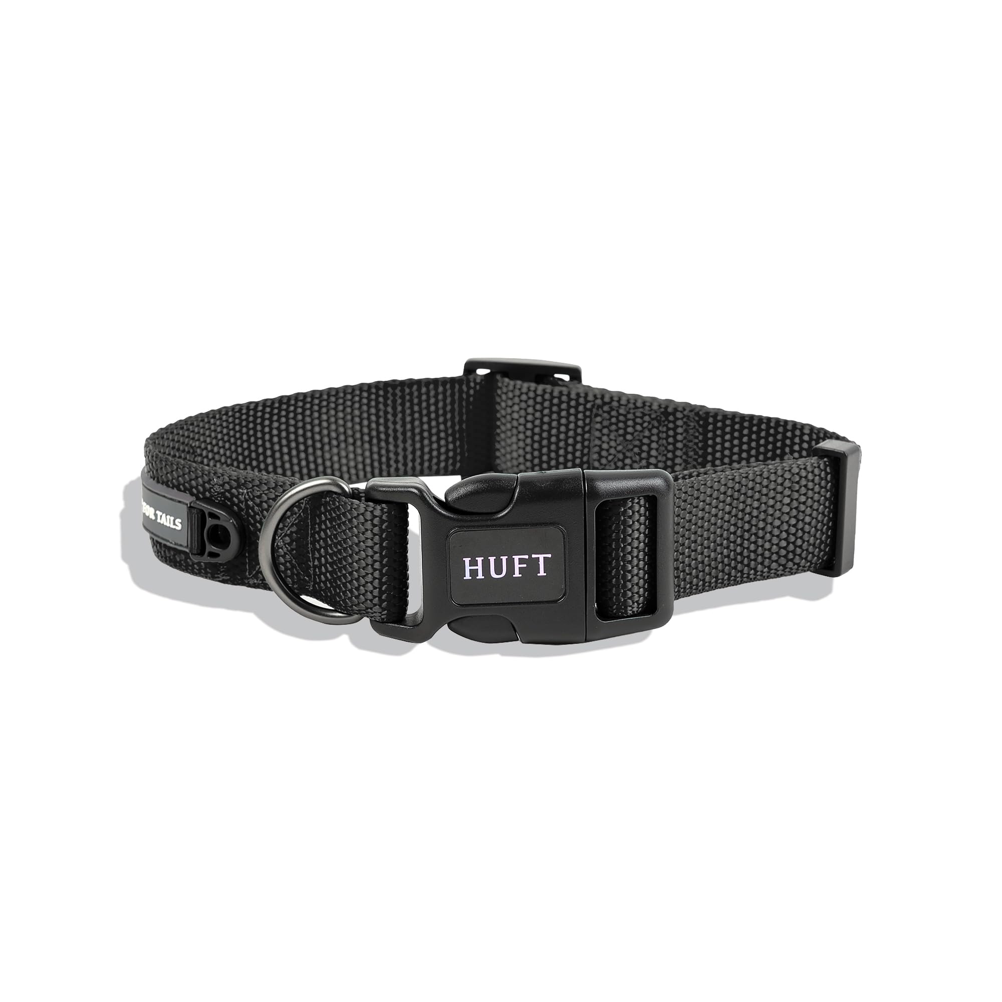 Heads Up For Tails HUFT Basics Dog Collar-Classic Black-M|Durable and Lightweight Dog Neck Collar for Puppies,Small Dogs,and Medium Dogs|Leash-Compatible Dog Belt for All Breeds,45x2.5 cm