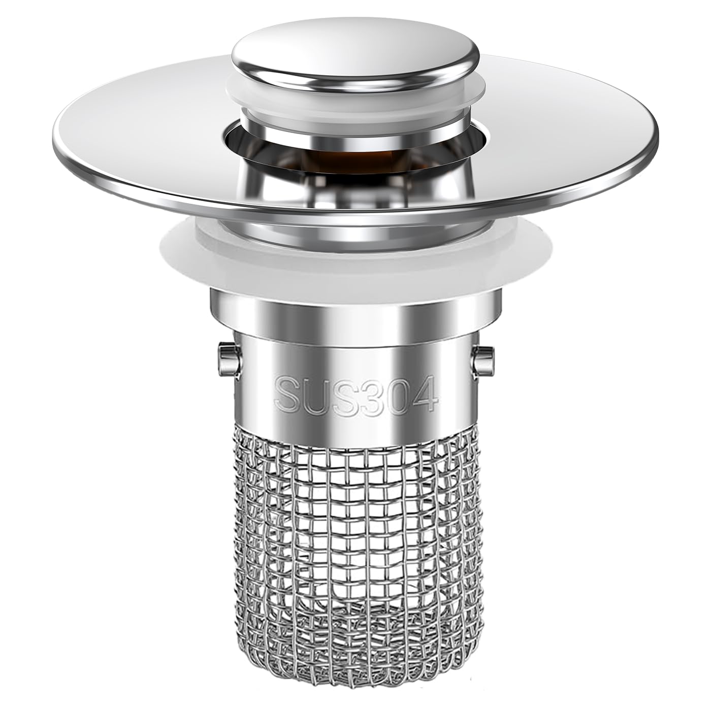 Bathroom Sink Drain Strainer, Pop-up Sink Drain Strainer with Removable Stainless Steel Strainer Basket Hair Catcher, Bathroom Sink Strainer for Bathroom Sink Stopper Replacement(1PCS)