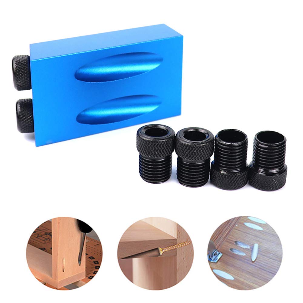 7PCS Set guida trapano per foro tasca, kit di perforazione foro tasca da 15 gradi Kit guida posizionatore guida obliqua per legno