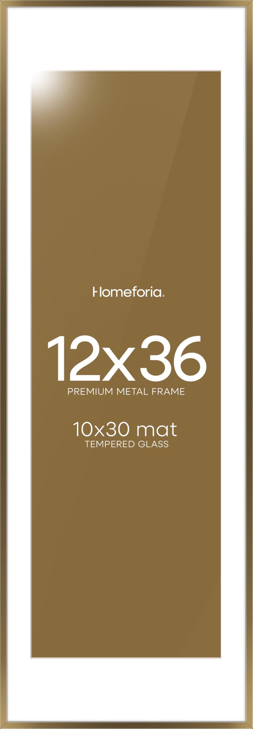 Homeforia 12x36 Bronze Picture Frame, High-End Metal, 10x30 Mat, Glass | High End Aluminum, Tempered Glass, Acid-Free 10x30 Removable Mat, 12x36 in Edge-to-Edge Display 36x12, Wall Kit, Set Of 2