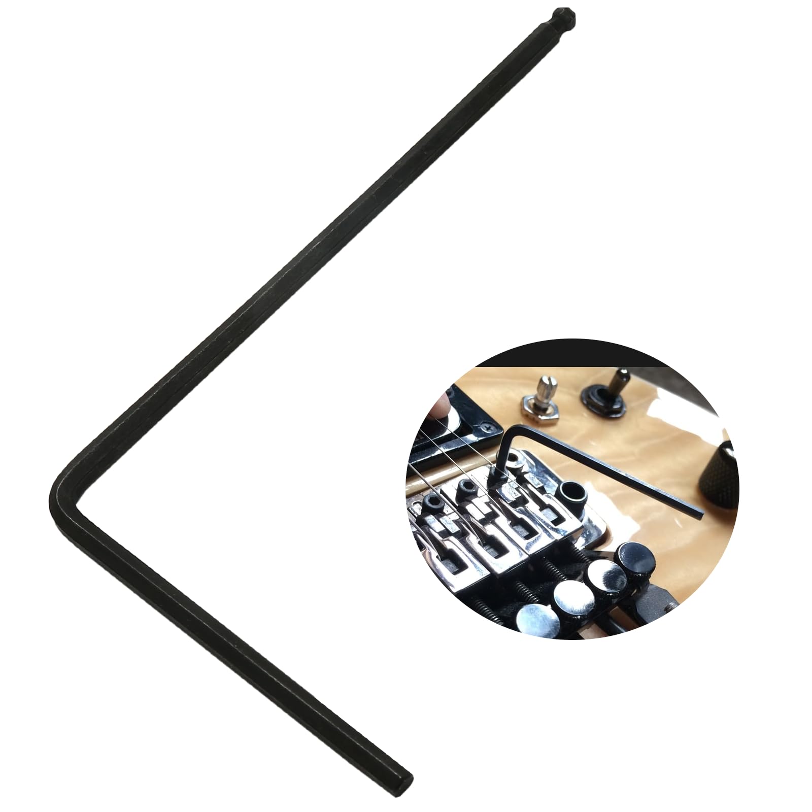 Hordion 4mm Truss Rod Wrench, Ball End Allen Wrench Guitar Truss Rod Adjustment Tool Extended Hex Key for Martin Acoustic Guitar, Black
