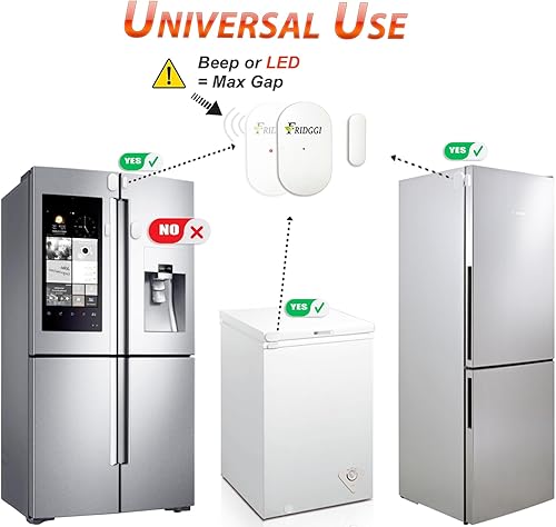 Miniatura 5 de Alarma para puerta de refrigerador y congelador con retraso cuando se deja abierta, 60 segundos, 120 segundos, recordatorios de 180 segundos, timbre