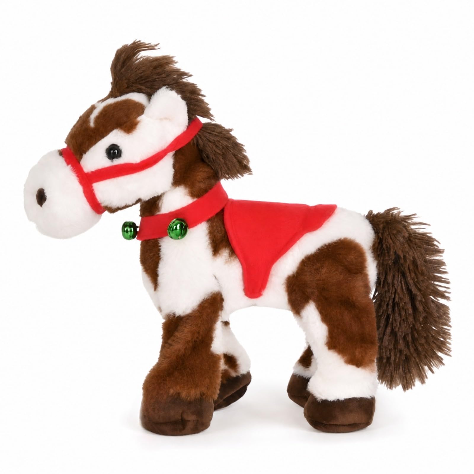 Peluche Maculato e Bianco Imbottito di Peluche con Redini Rosse Interattivo Giocattolo per Bambini, Area Giochi